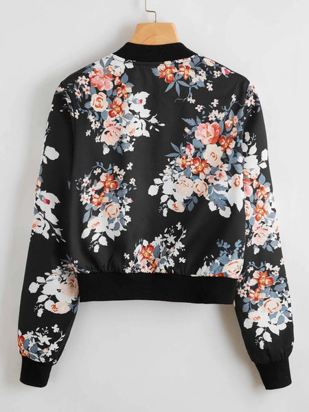 Midnight Meadow Bomber Jacket For Women