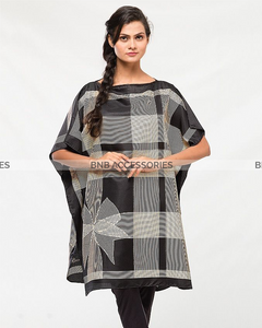 Black Checkered Style Poncho For Women