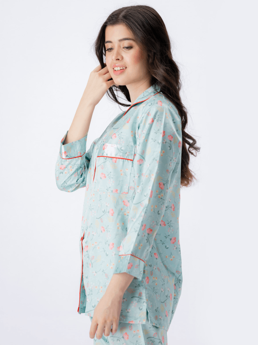 Minty Meadow Silk Pj Set For Women BnB Accessories