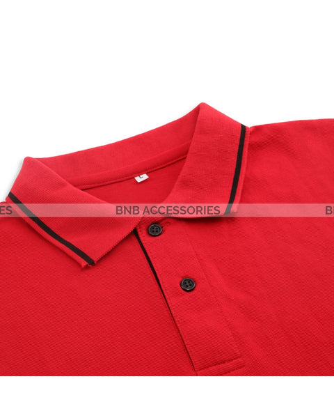 Red with Black Tipping Collar Polo For Men