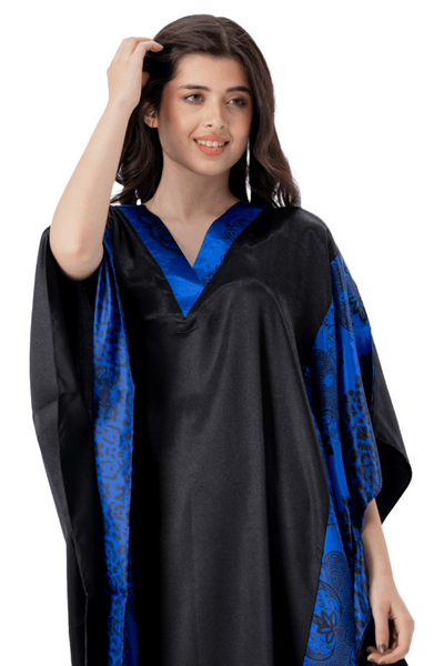 Black Ocean Silk Caftan For Women