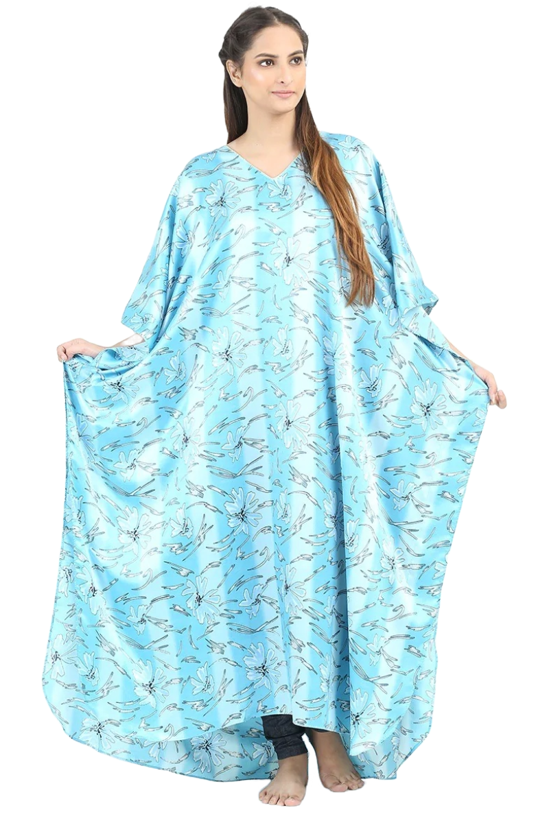 Blue Flower Silk Dream Caftan For Women