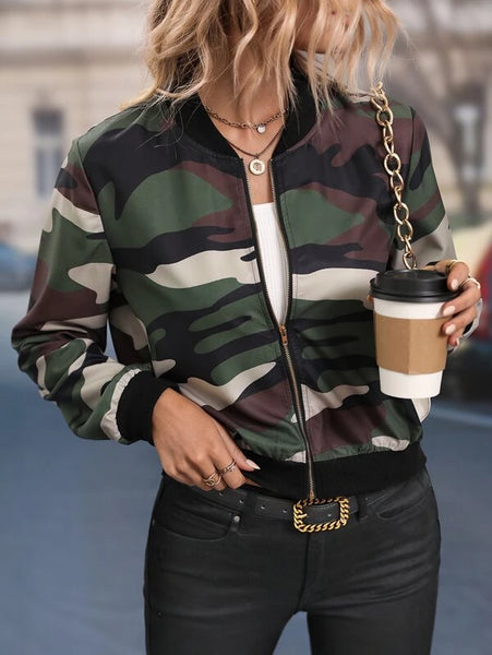 Womens 2025 camo bomber