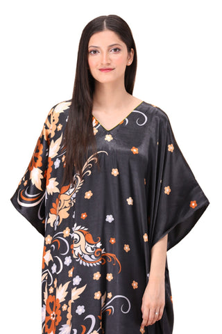 Copper Bloom Silk Caftan For Women
