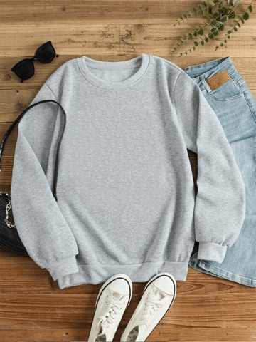 Grey Basic Sweat Shirt For Women