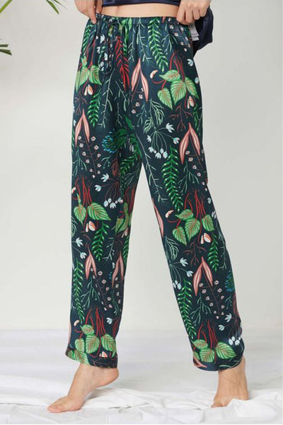 Leafy Paradise Silk Pj Set For Women