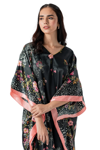 Midnight Garden Silk Caftan For Women