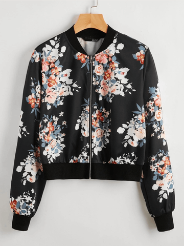 Midnight Meadow Bomber Jacket For Women