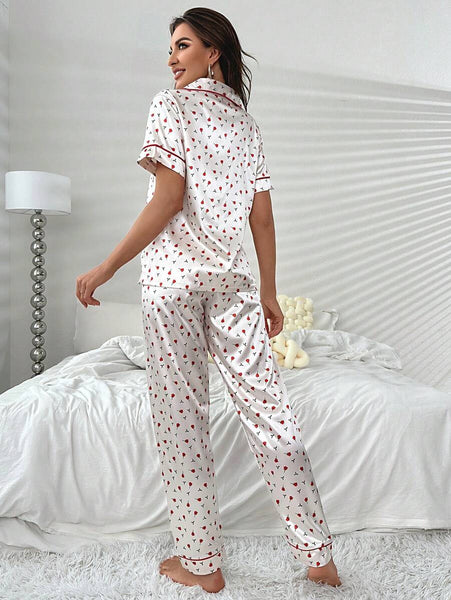 Rosebud Dreams Silk Pj Set For Women