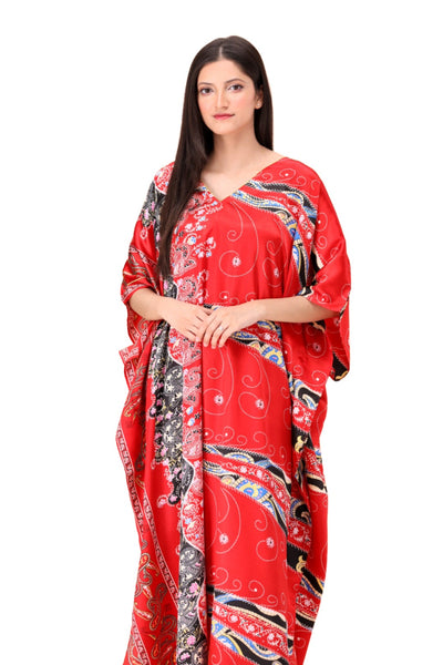 Vibrant Geometric Silk Caftan For Women