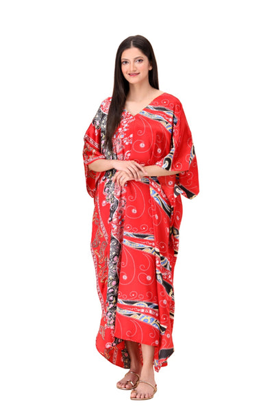 Vibrant Geometric Silk Caftan For Women