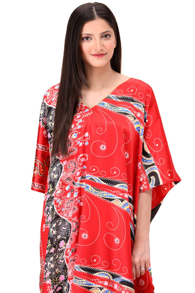 Vibrant Geometric Silk Caftan For Women