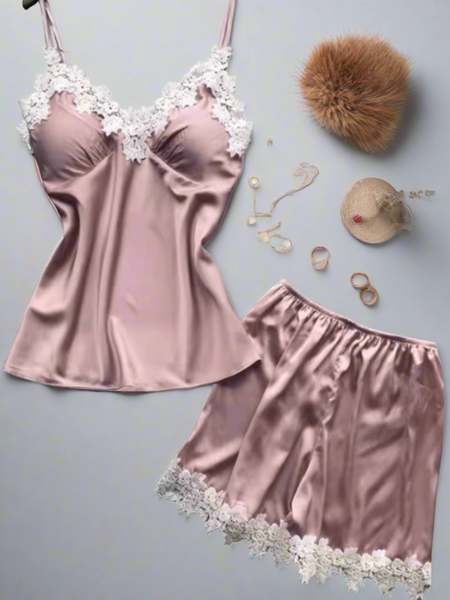 Pink Lace Fantasy Cami Set For Women