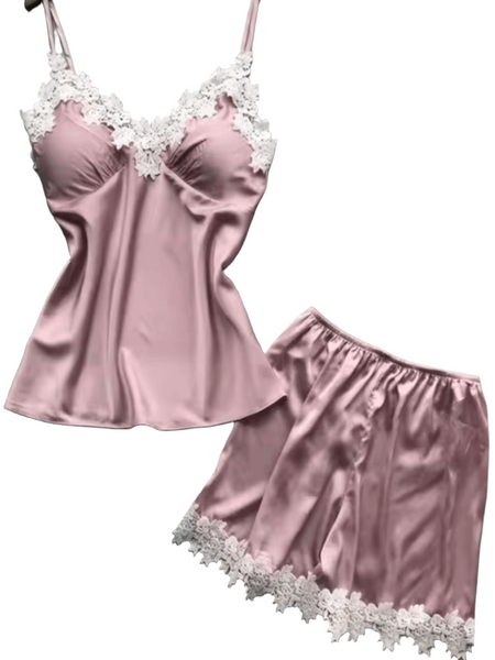 Pink Lace Fantasy Cami Set For Women