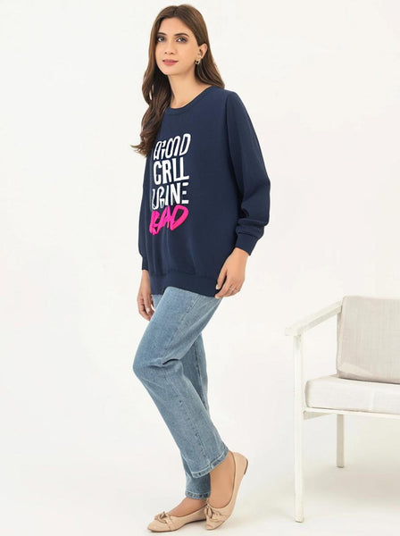Blue Good Girl Gone Bad Printed Sweatshirt For Women