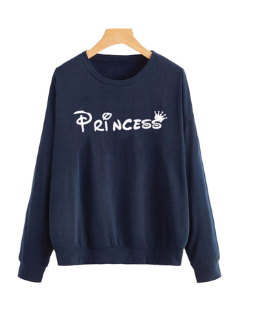 Blue Princess Printed Sweatshirt For Women