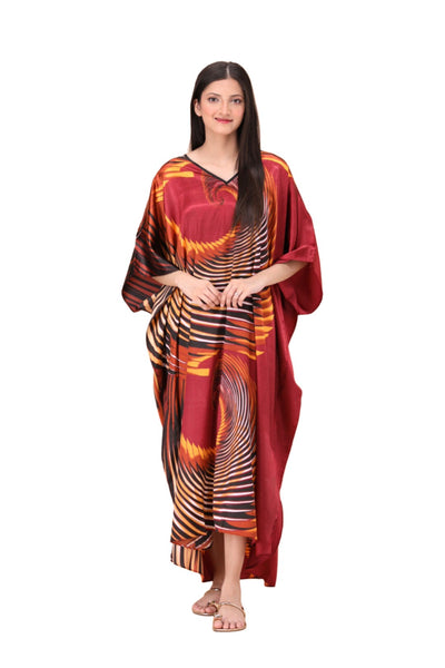 Ember Elegance Silk Caftan For Women