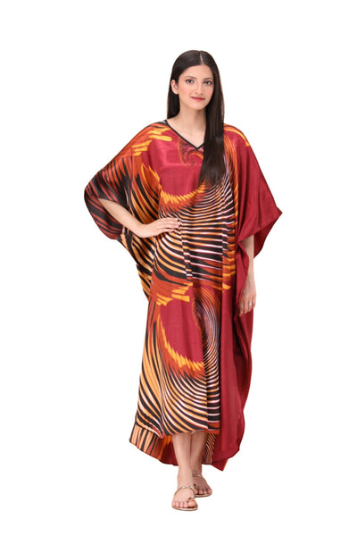 Ember Elegance Silk Caftan For Women