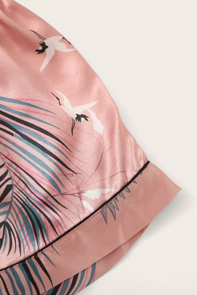 Flora Fauna 7 Piece Satin Silk Lingerie Set For Women