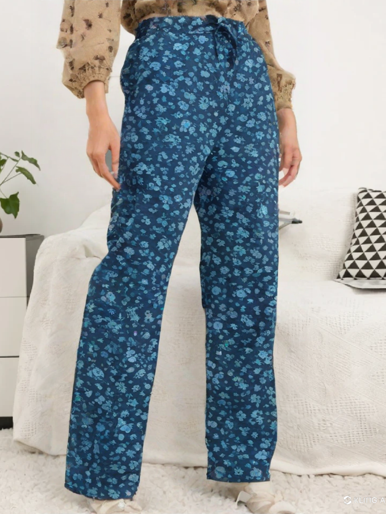 Floral Haze Cotton Trouser For Women