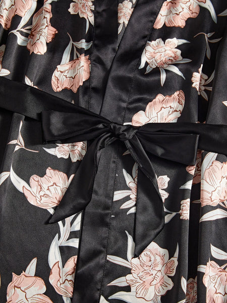 Floral Reverie 5 Piece Satin Silk Lingerie Set For Women