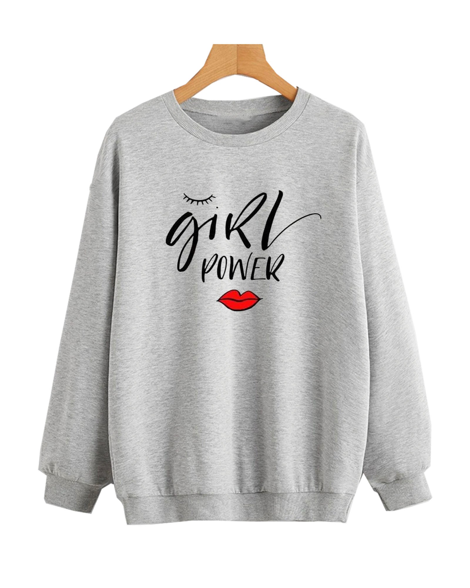 Grey Girl Power Printed Sweatshirt For Women
