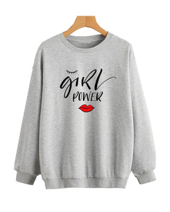 Grey Girl Power Printed Sweatshirt For Women