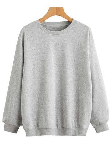 Heather Grey Basic Sweatshirt For Women