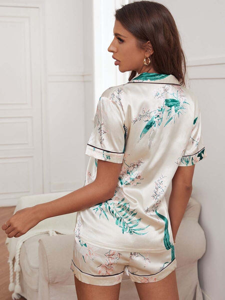 Leafy Elegance Top and Short Set For Women