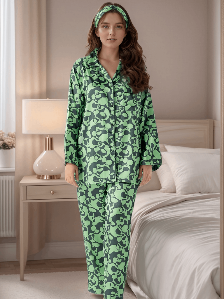 Lush Loop Satin Silk 5 Piece Pj Set For Women – BnB Accessories