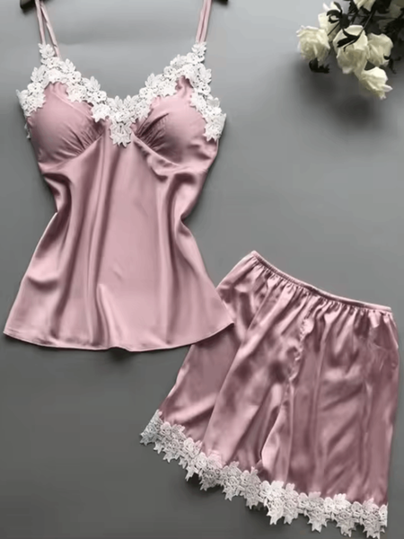 Pink Lace Fantasy Cami Set For Women