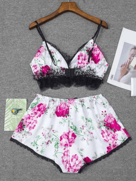 Rosy Delight Lace Cami Set For Women