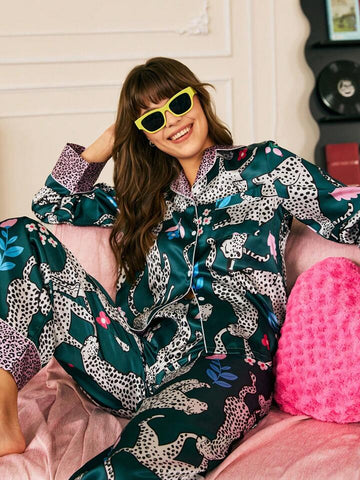 Savannah Nights Satin Silk Pj Set For Women