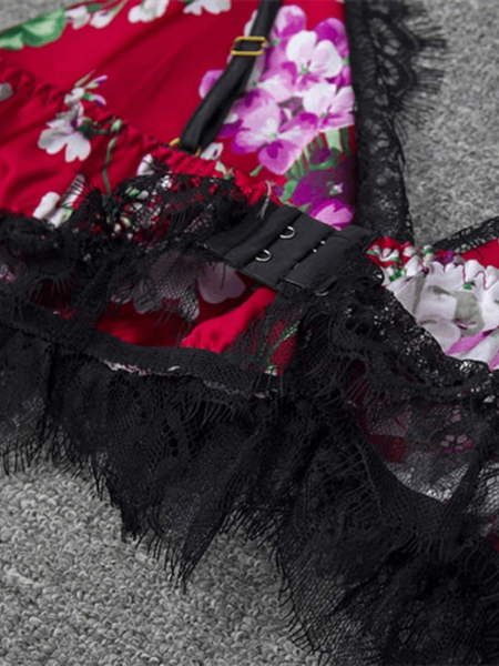 Scarlet Florals Lace Cami Set For Women