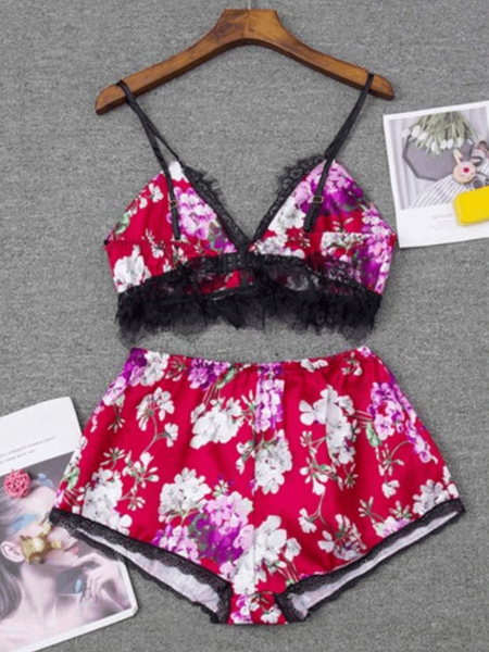 Scarlet Florals Lace Cami Set For Women