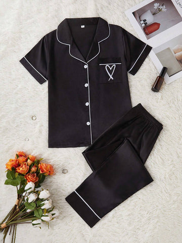 Sleek Serenity Satin Silk Pj Set For Women