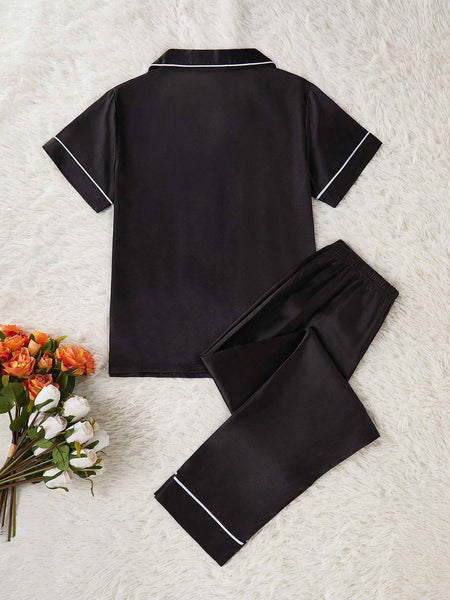 Sleek Serenity Satin Silk Pj Set For Women
