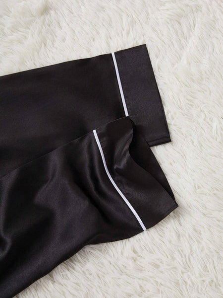 Sleek Serenity Satin Silk Pj Set For Women