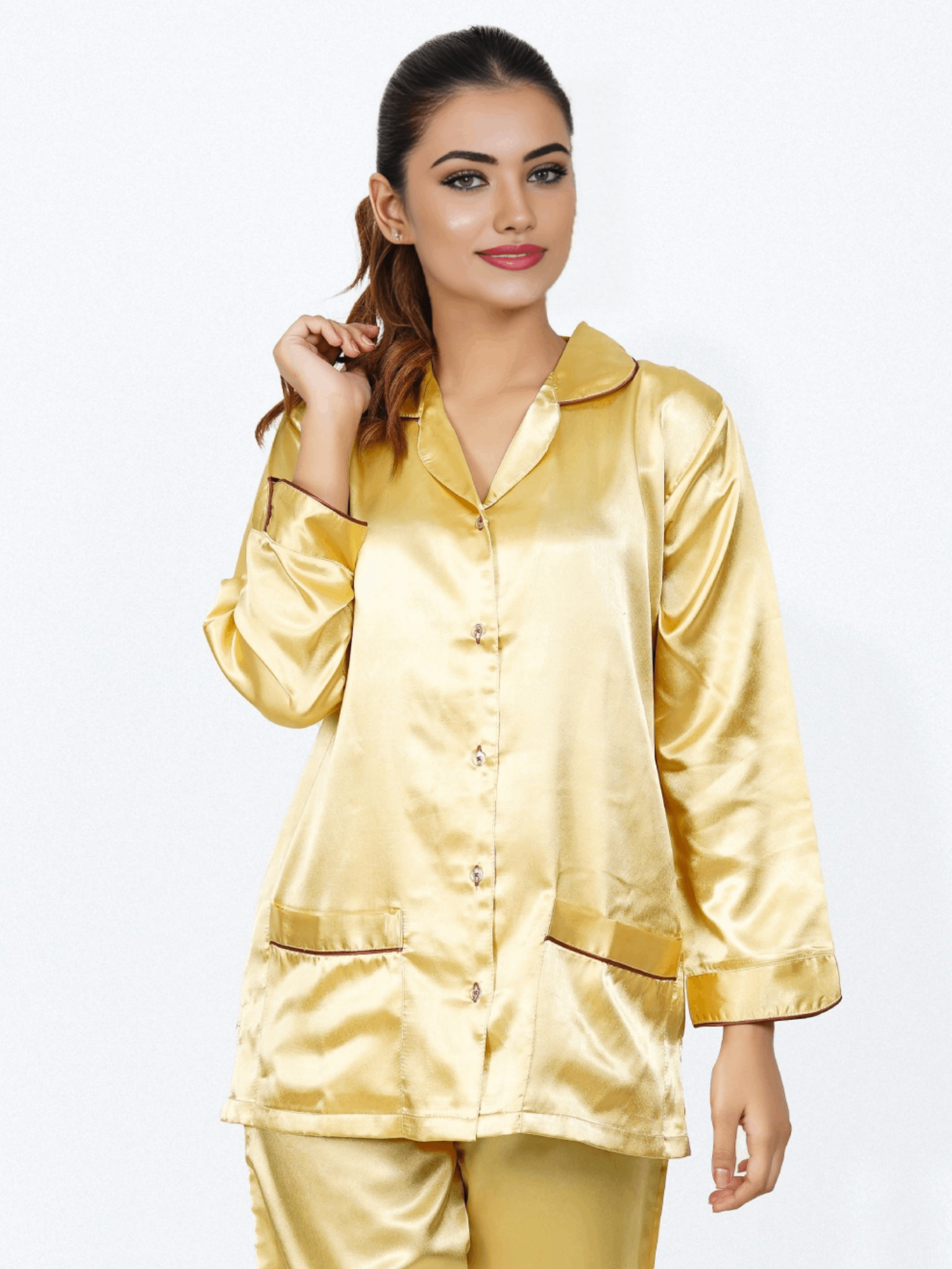 Sunlit Satin Silk Pj Set For Women