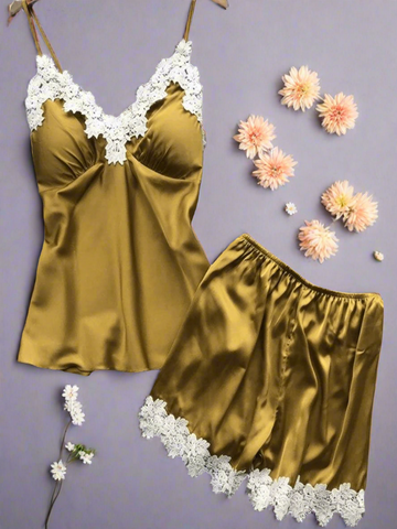Sunshine Lace Delight Cami Set For Women