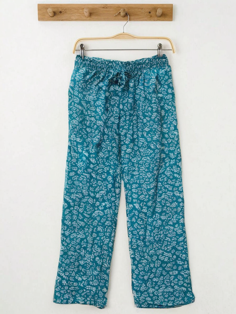 White Ripple Cotton Trouser For Women