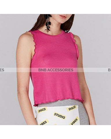 Plain Pink Sleeveless Top For Women