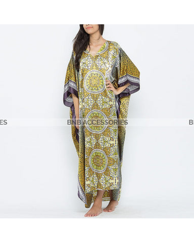 Golden Long Printed Caftan
