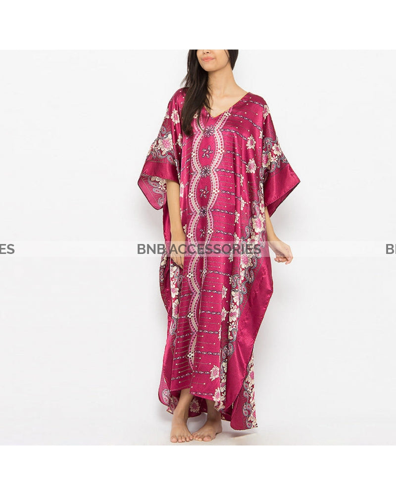 Pink Printed Multicolor Caftan