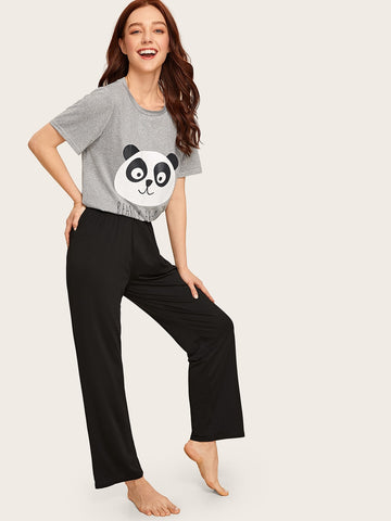 Panda Printed Night Suit For Women