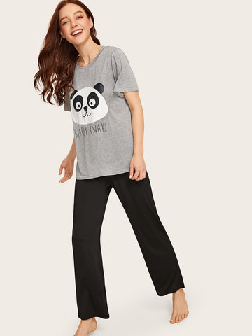 Panda Printed Night Suit For Women