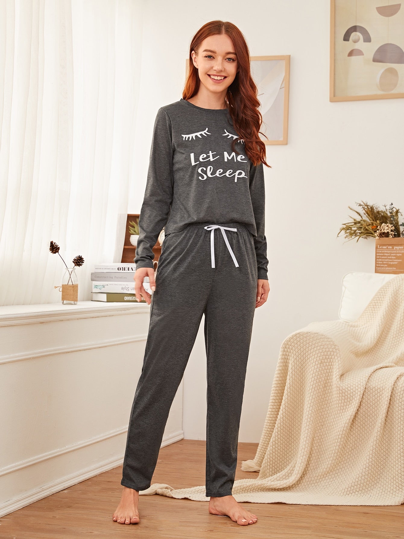 Charcoal Let Me Sleep Printed Night Suit For Women – BnB Accessories