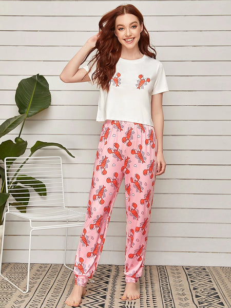 Crabs Printed Night Suit For Women