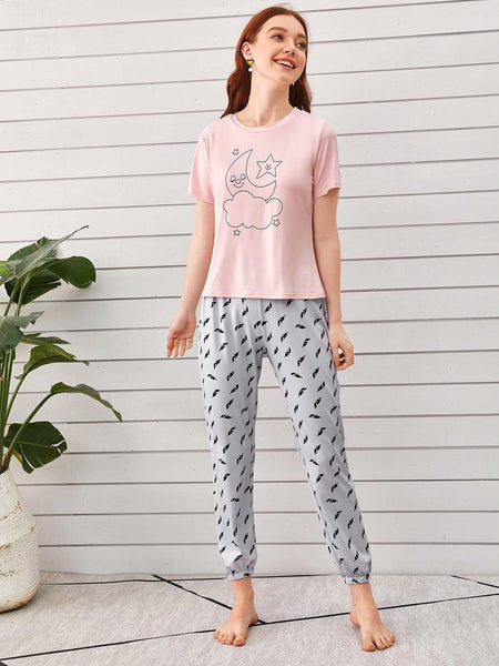 Moon Printed Night Suit For Women
