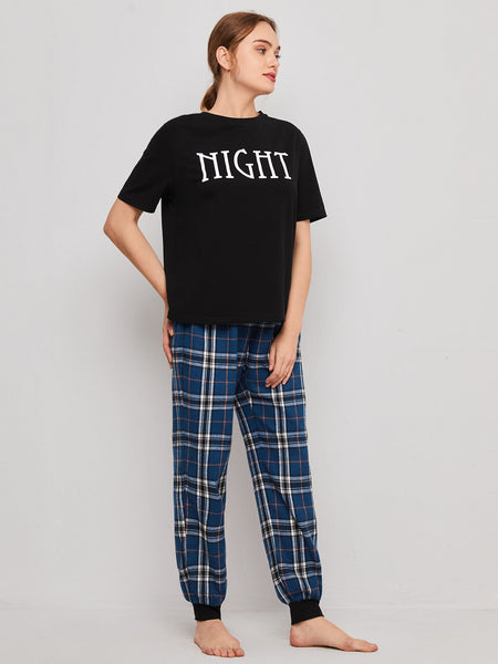 Black Night Printed Night Suit For Women